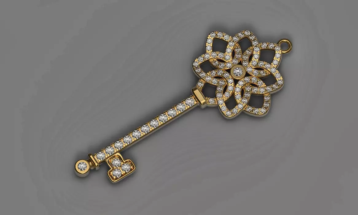 Pendant key 3d print model Diamonds necklace printable stl 3dm 3D print model_0