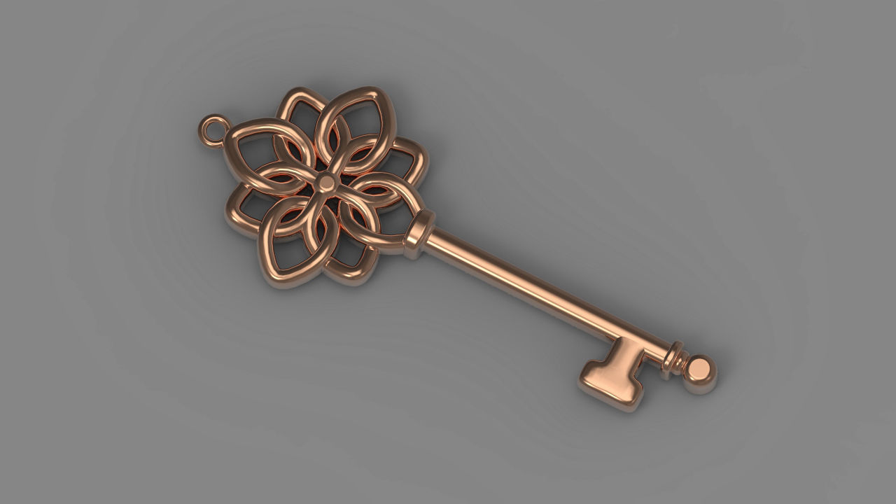Pendant key 3d print model Diamonds necklace printable stl 3dm 3D print model_3