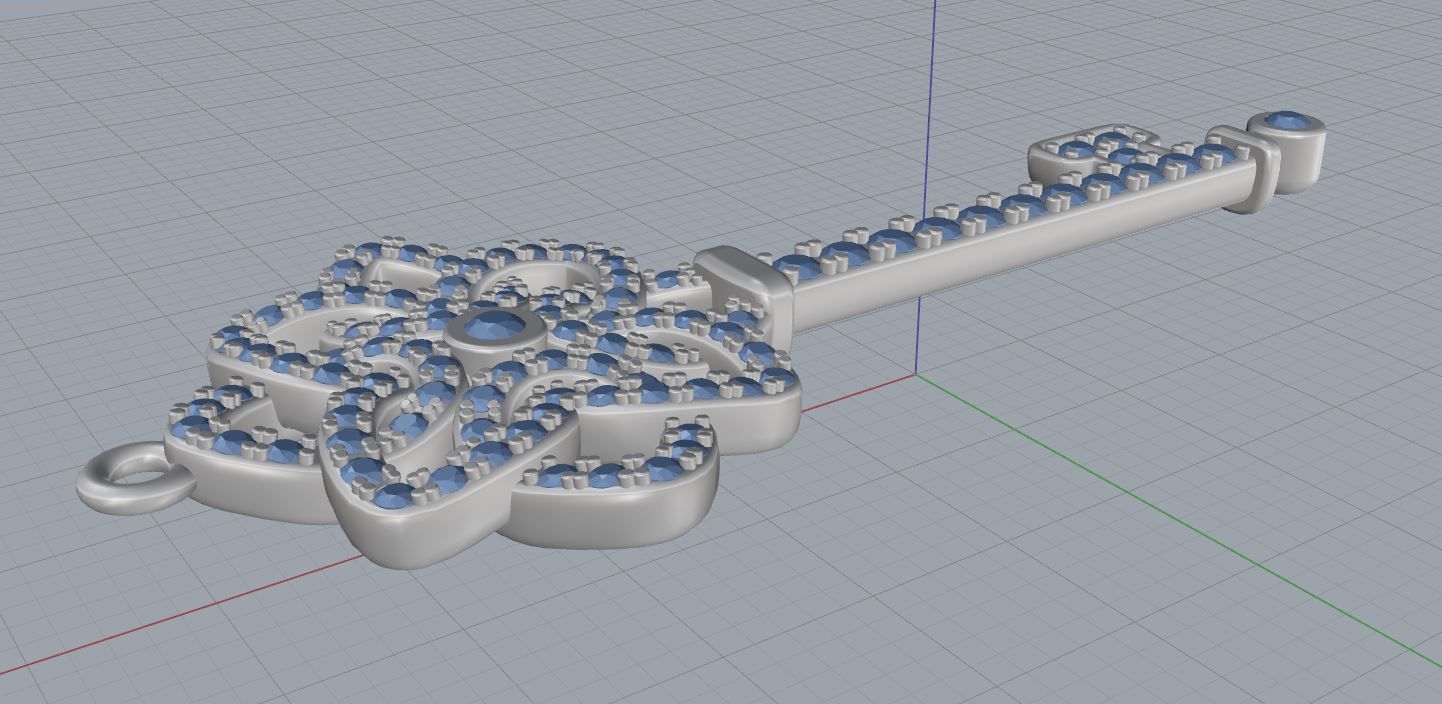 Pendant key 3d print model Diamonds necklace printable stl 3dm 3D print model_12