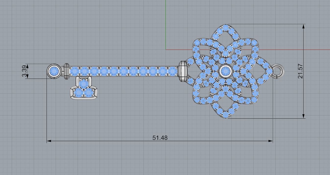 Pendant key 3d print model Diamonds necklace printable stl 3dm 3D print model_9