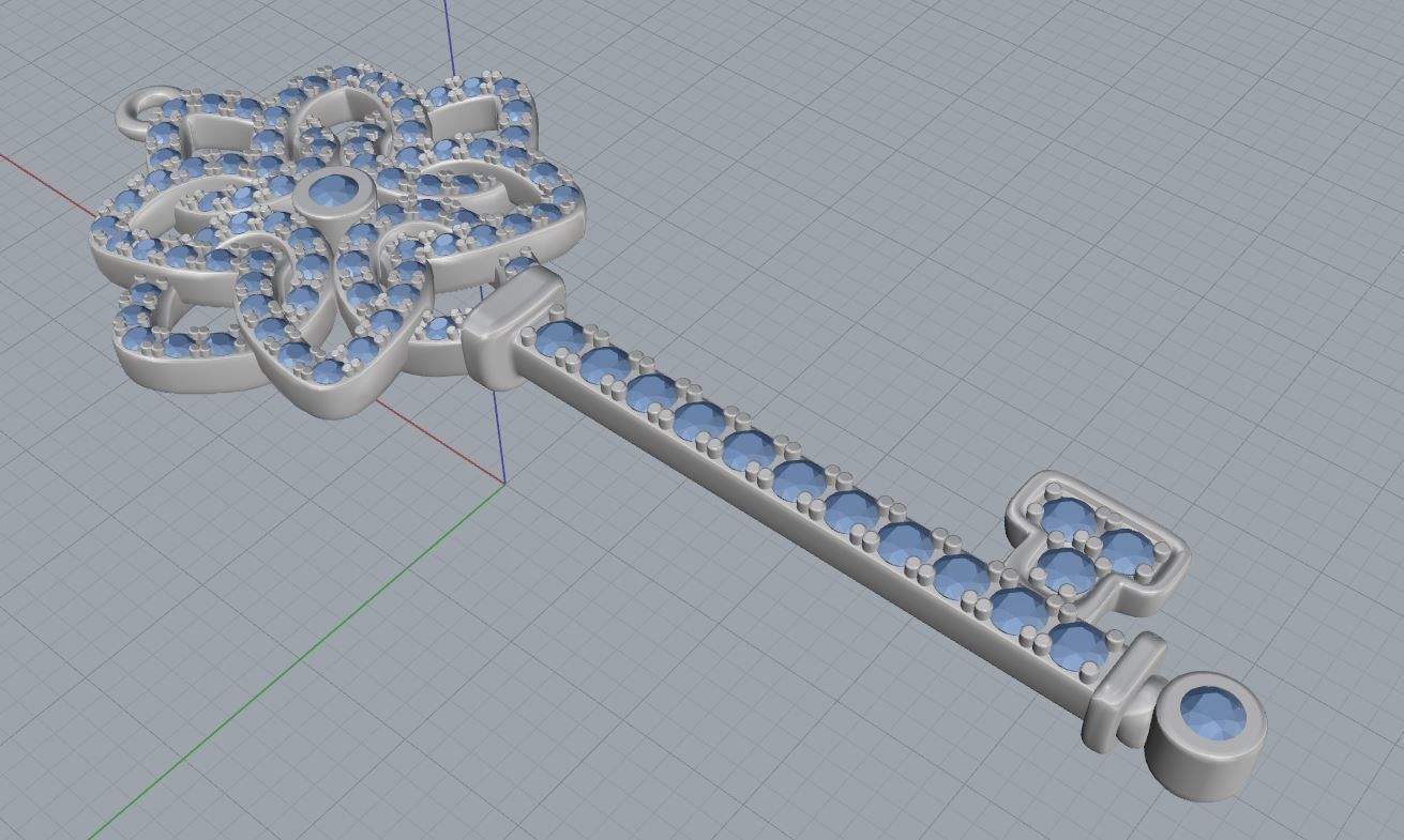 Pendant key 3d print model Diamonds necklace printable stl 3dm 3D print model_14