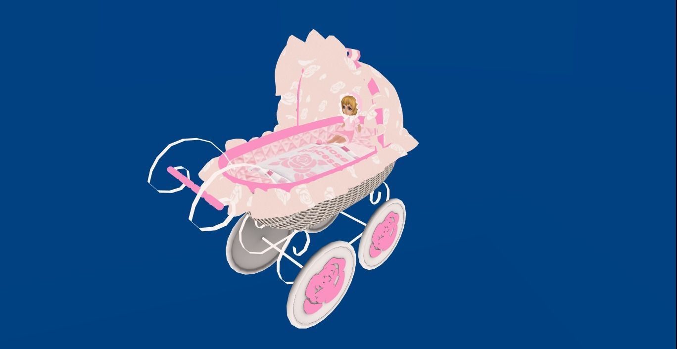 Rose Baby Stroller Pram 3D model_1