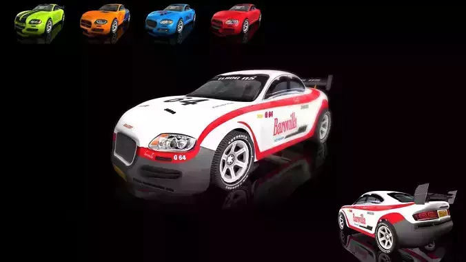 Low-poly 3d Car Gaming model