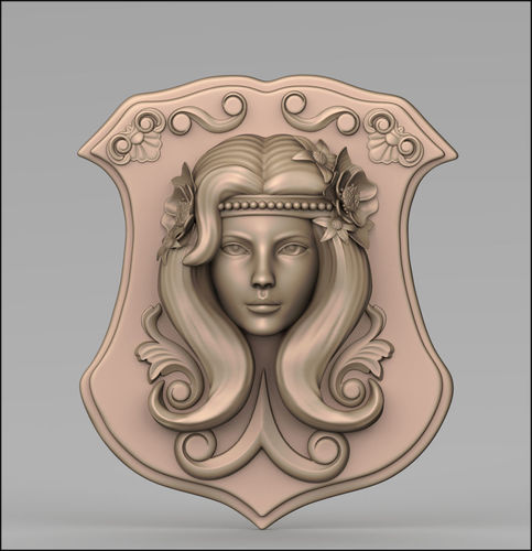Woman head bas relief 3D print model