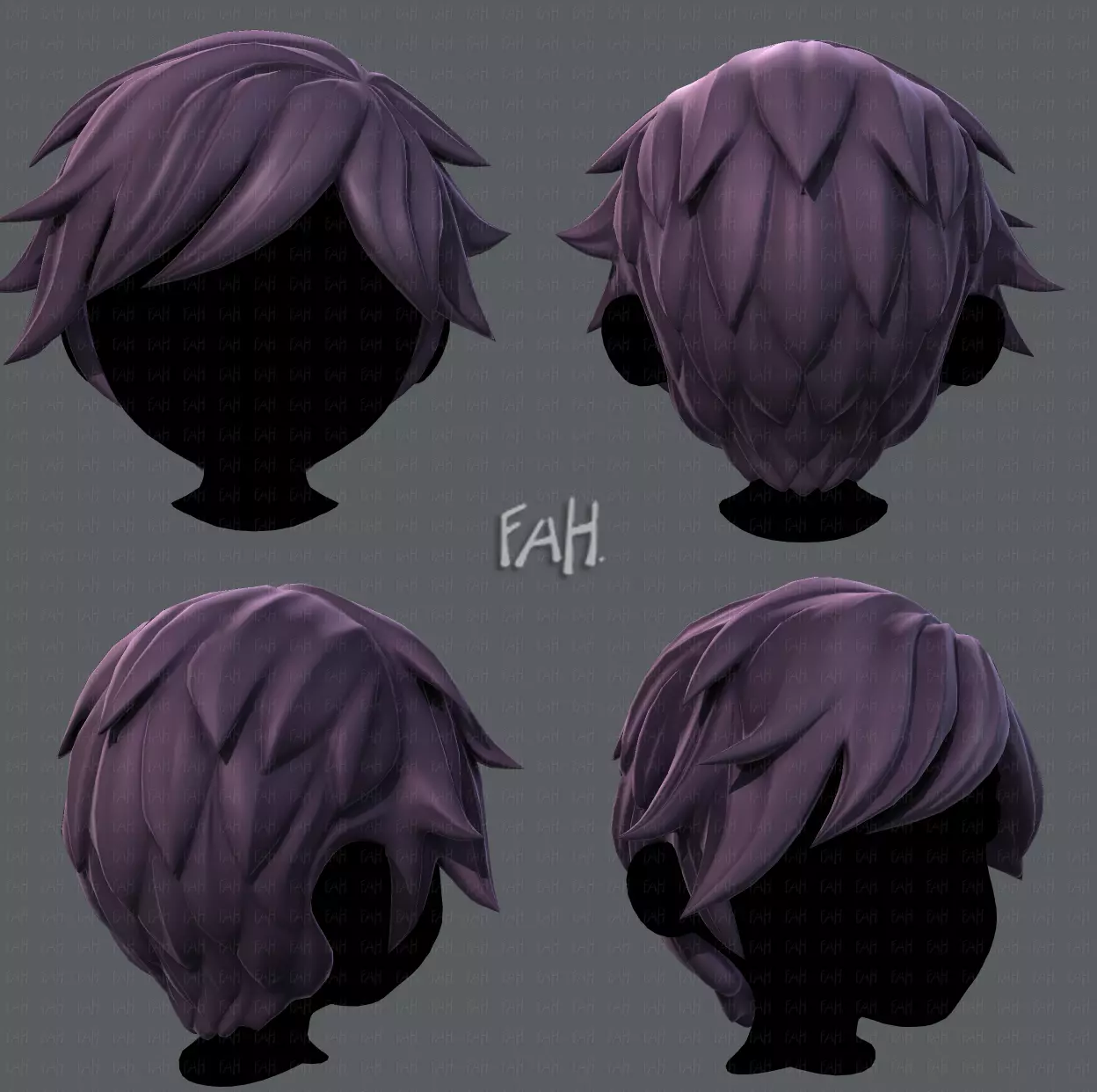 3D Hair style for boy V07 Low-poly 3D model_0