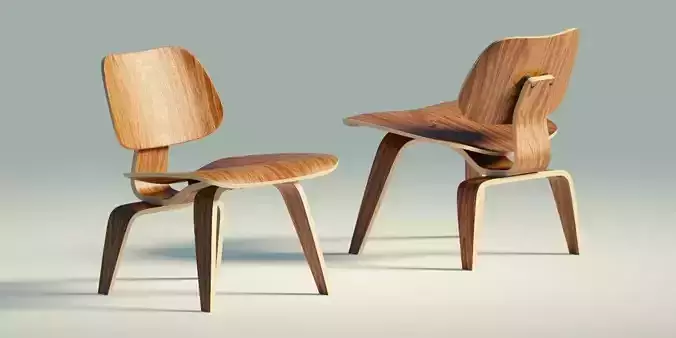 Eames Lounge Chair Wood LCW Low-poly 3D model