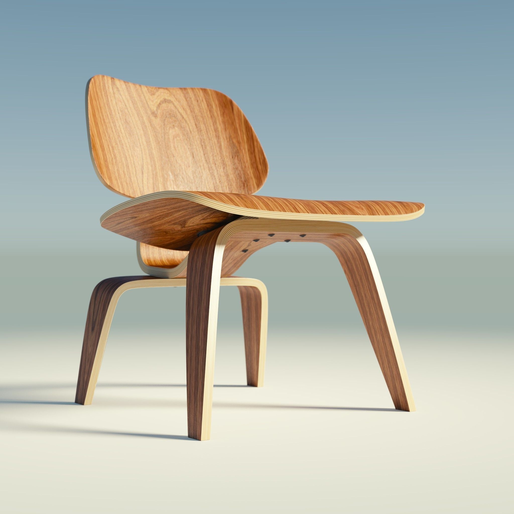 Eames Lounge Chair Wood LCW Low-poly 3D model_4