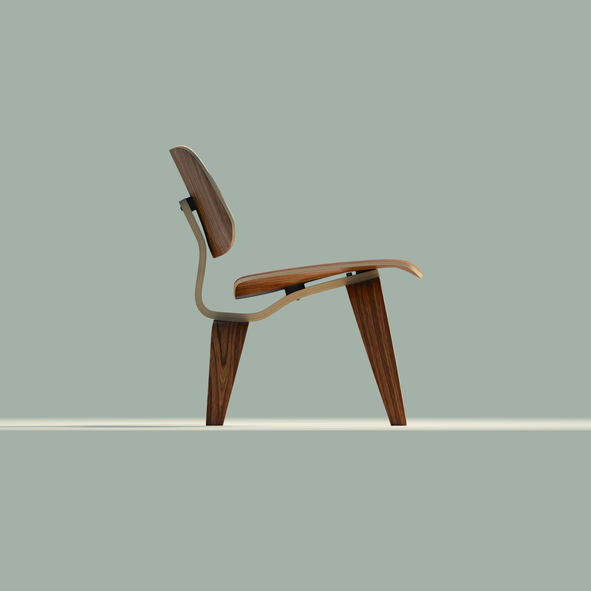 Eames Lounge Chair Wood LCW Low-poly 3D model_17