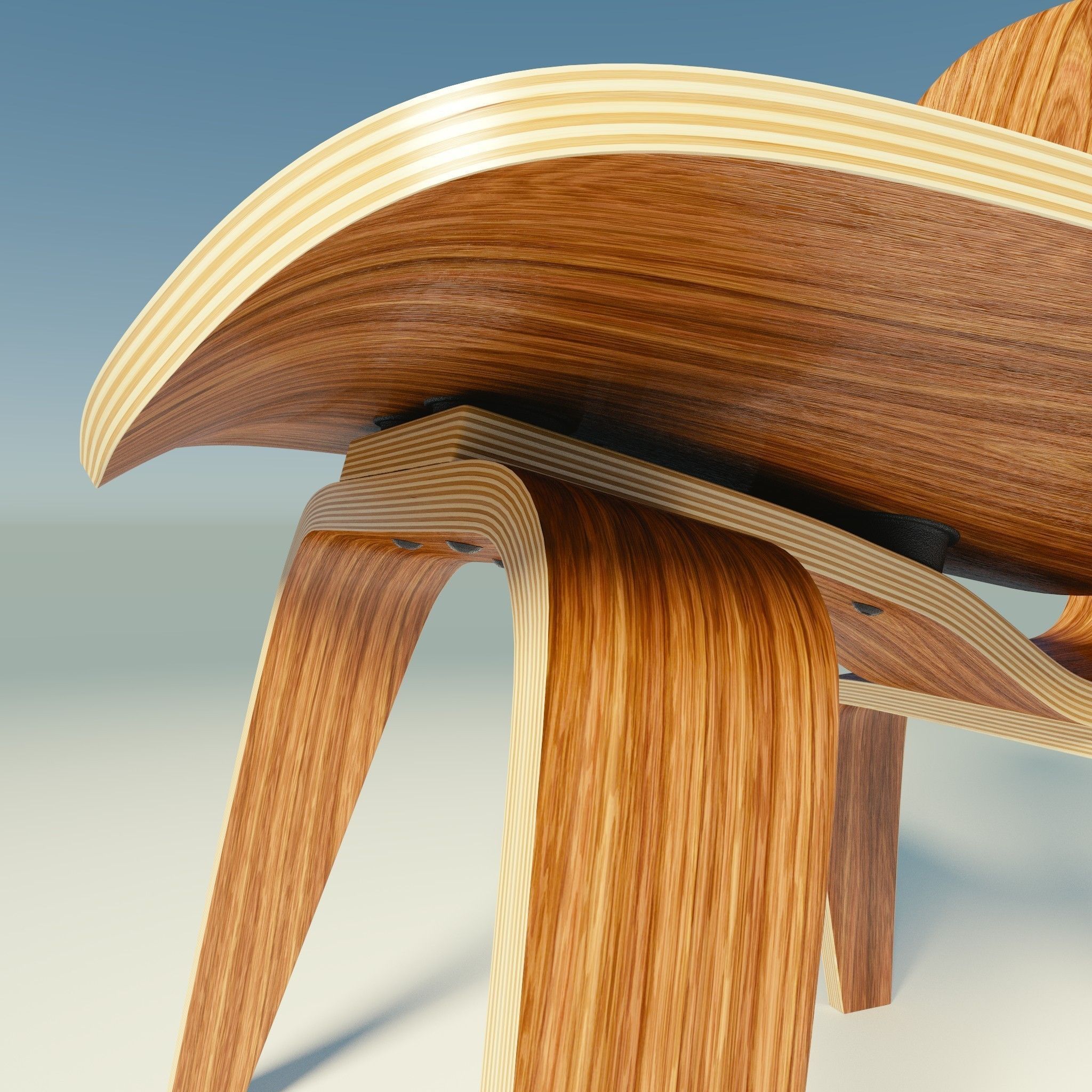 Eames Lounge Chair Wood LCW Low-poly 3D model_11