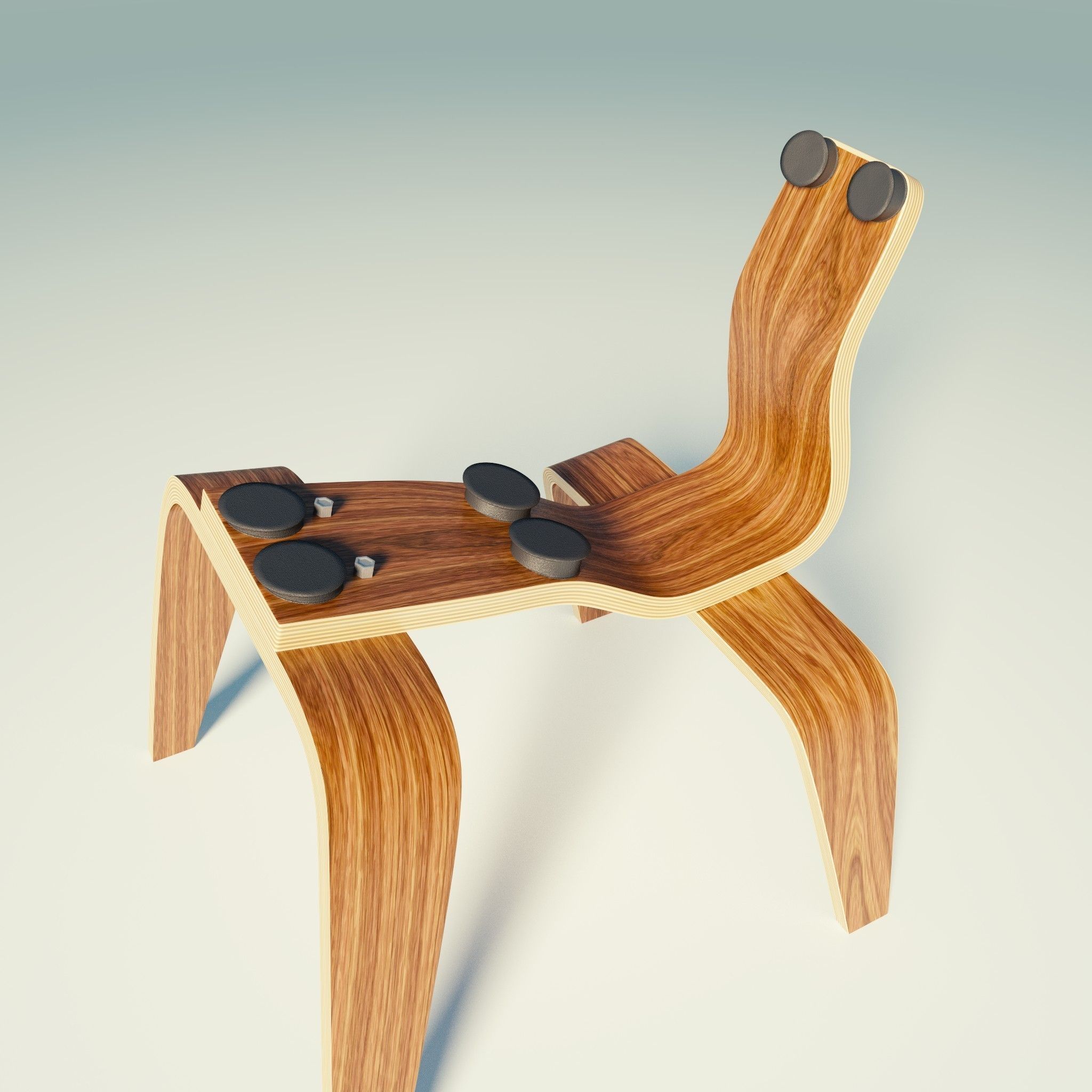 Eames Lounge Chair Wood LCW Low-poly 3D model_13