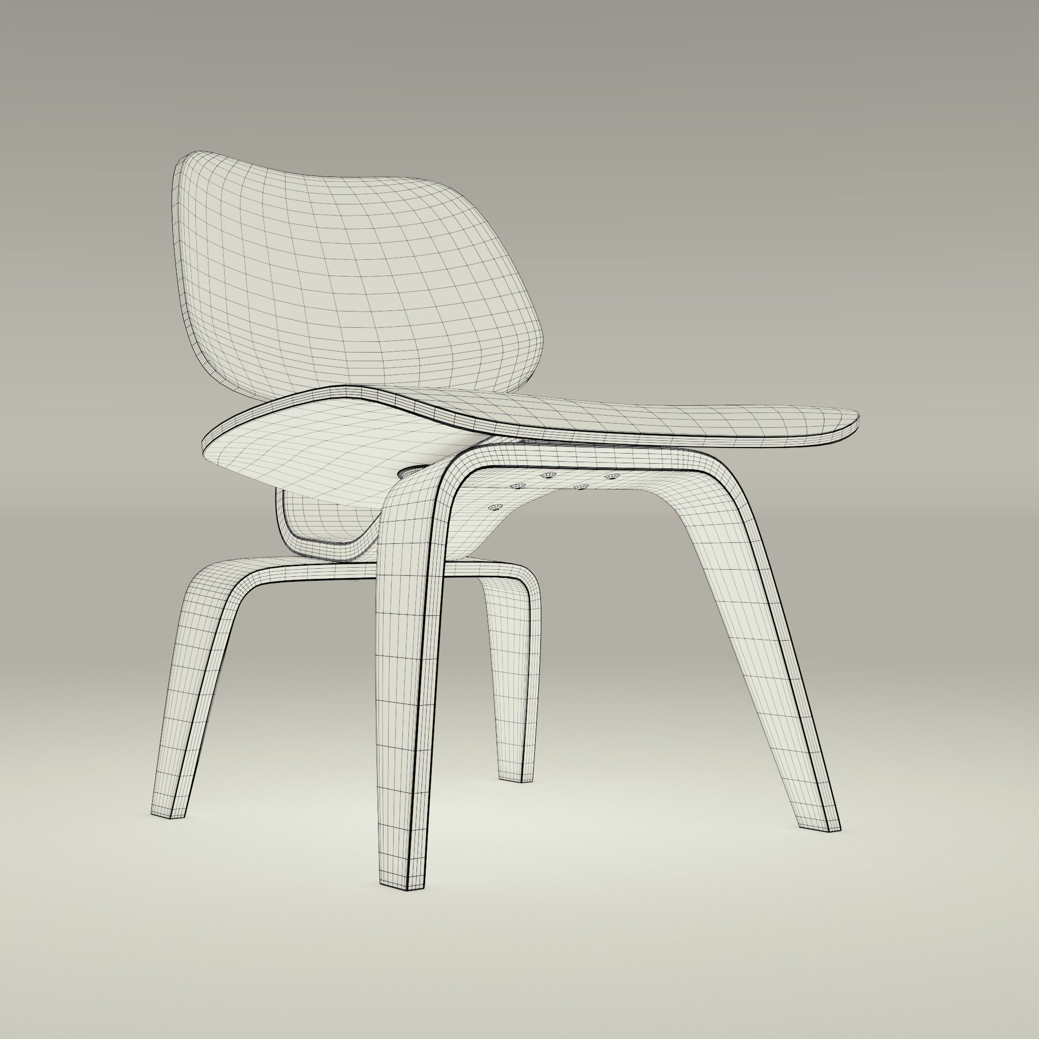 Eames Lounge Chair Wood LCW Low-poly 3D model_16