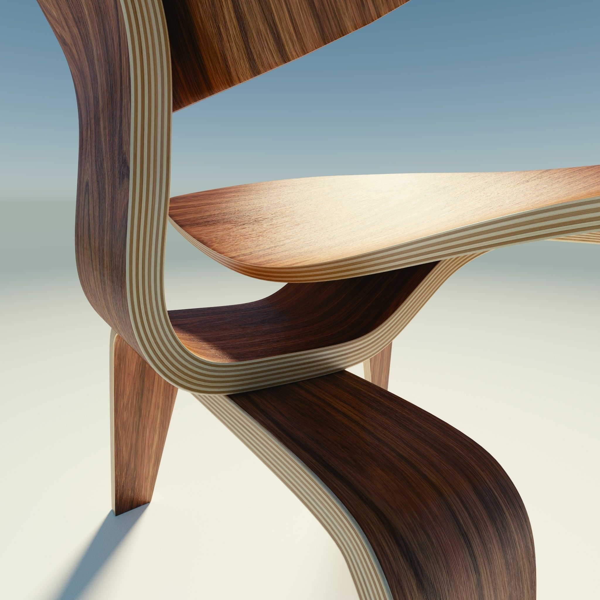 Eames Lounge Chair Wood LCW Low-poly 3D model_9