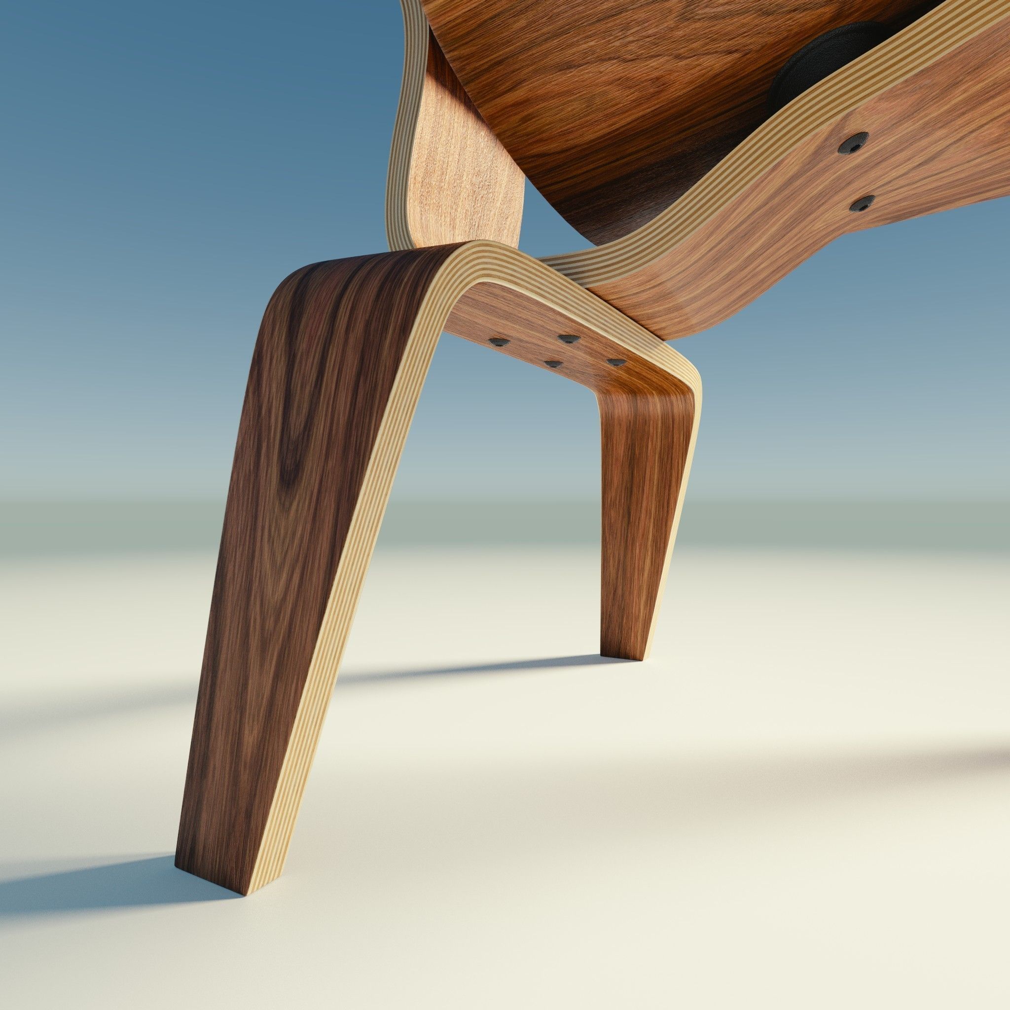 Eames Lounge Chair Wood LCW Low-poly 3D model_6