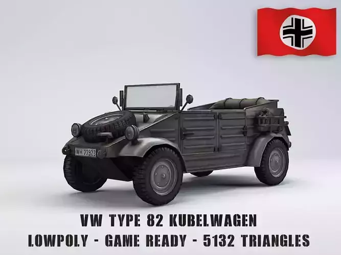Low Poly VW Type 82 Kubelwagen Low-poly 3D model
