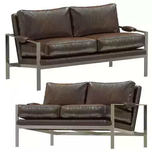 Crate and Barrel Milo Baughman Leather Settee 3D model
