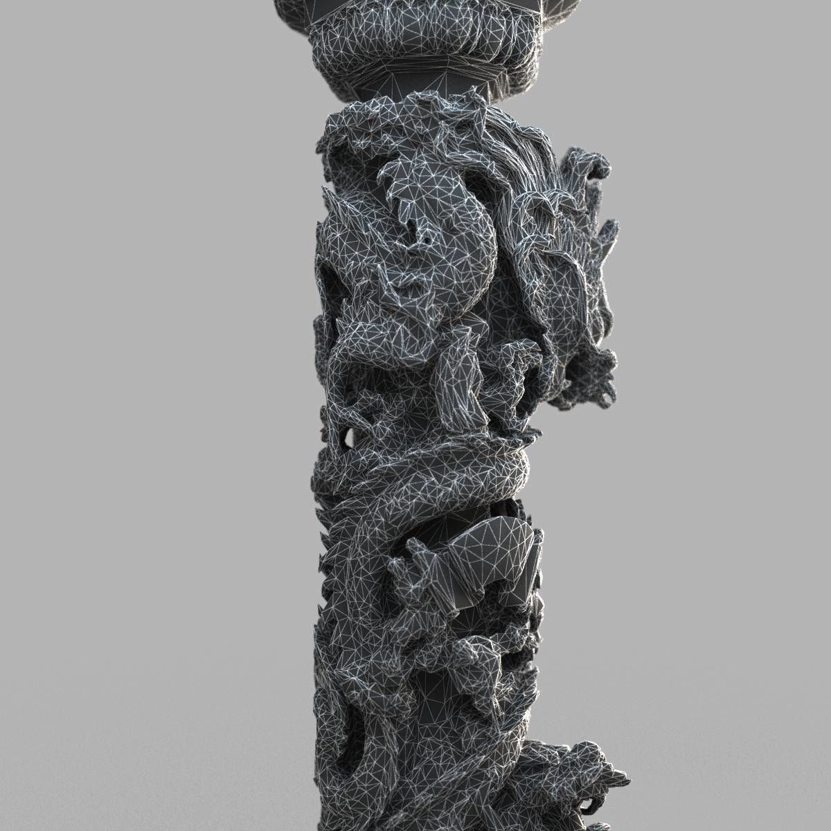 Dragon column Low-poly 3D model_14