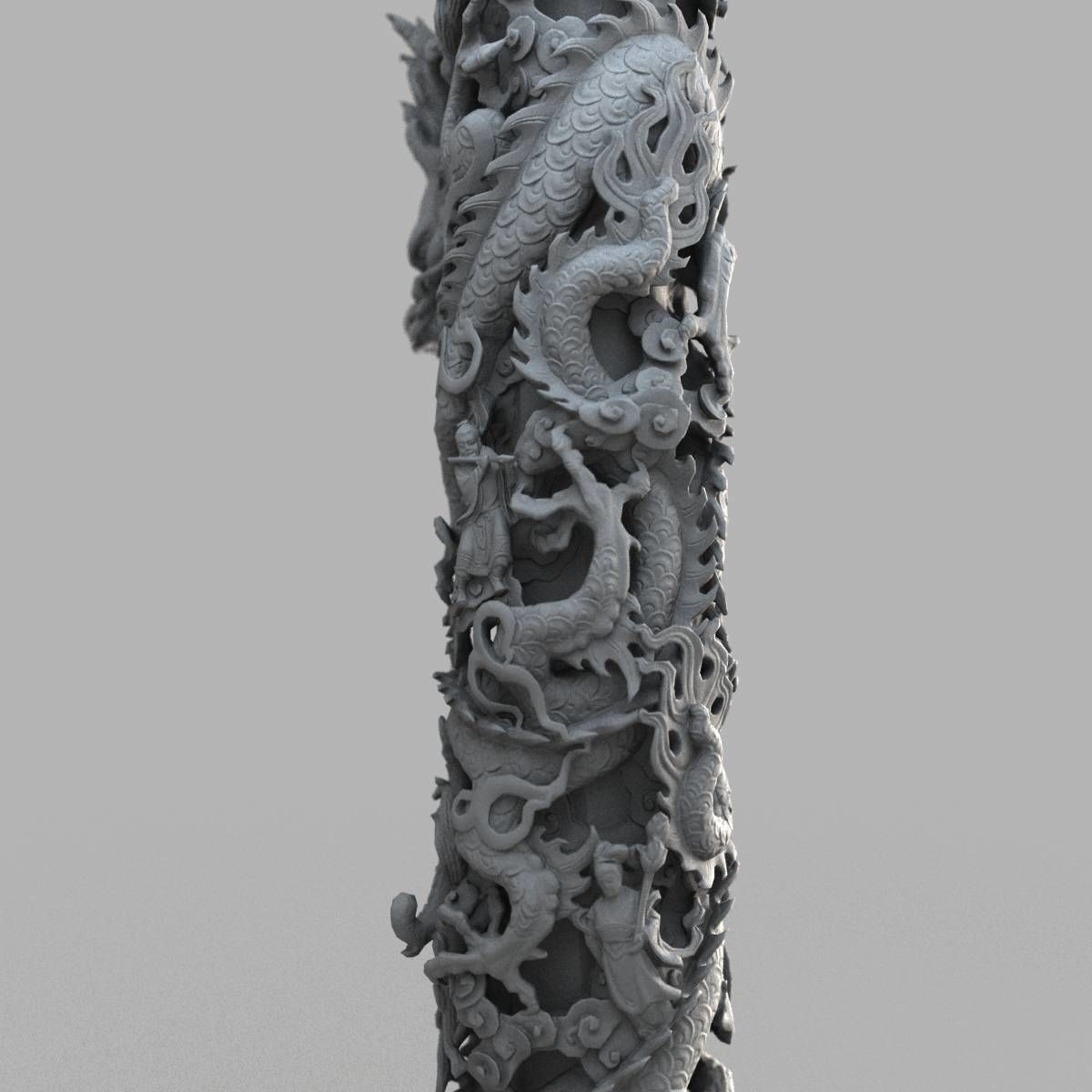 Dragon column Low-poly 3D model_10