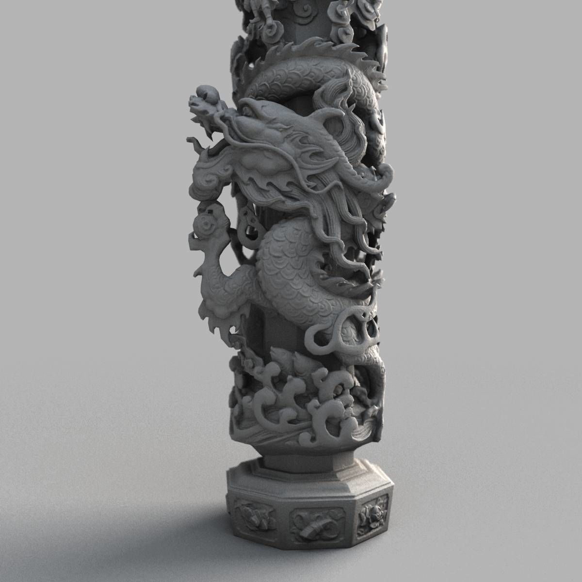 Dragon column Low-poly 3D model_6