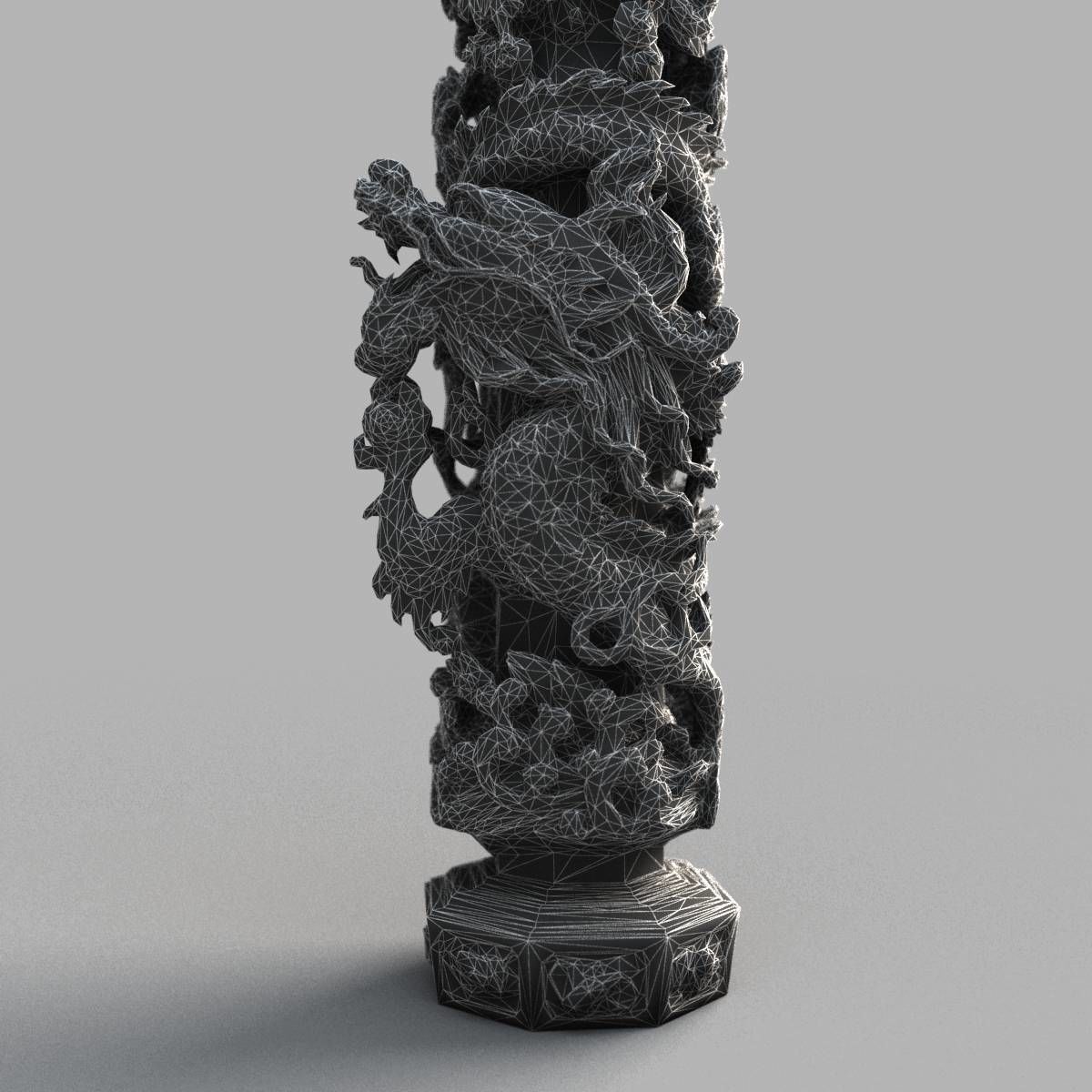 Dragon column Low-poly 3D model_12