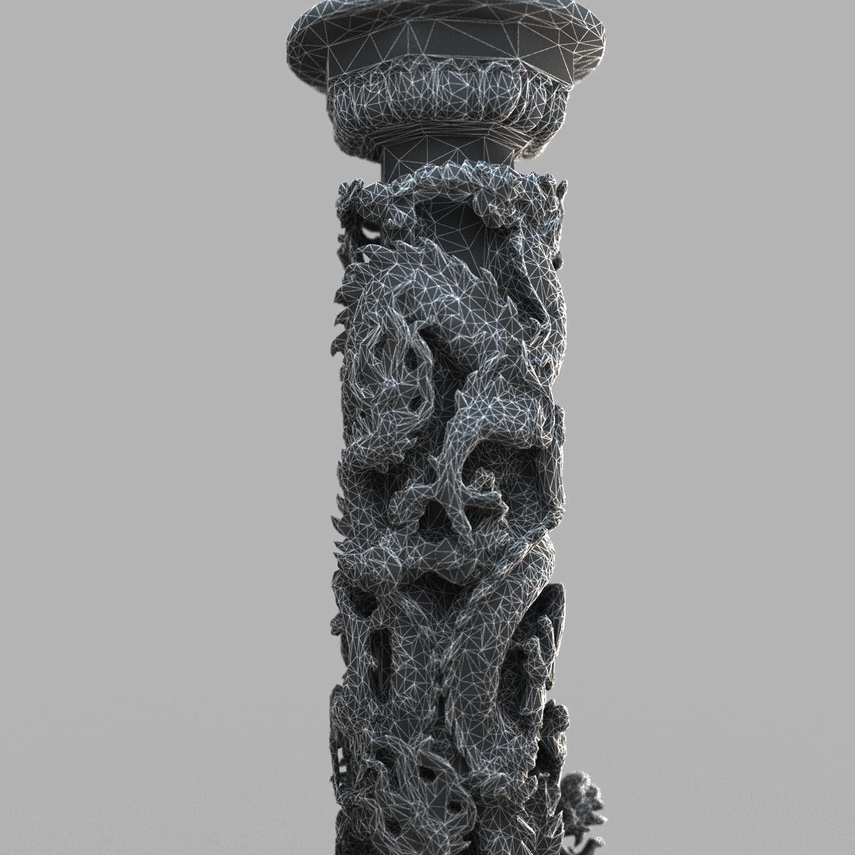 Dragon column Low-poly 3D model_15