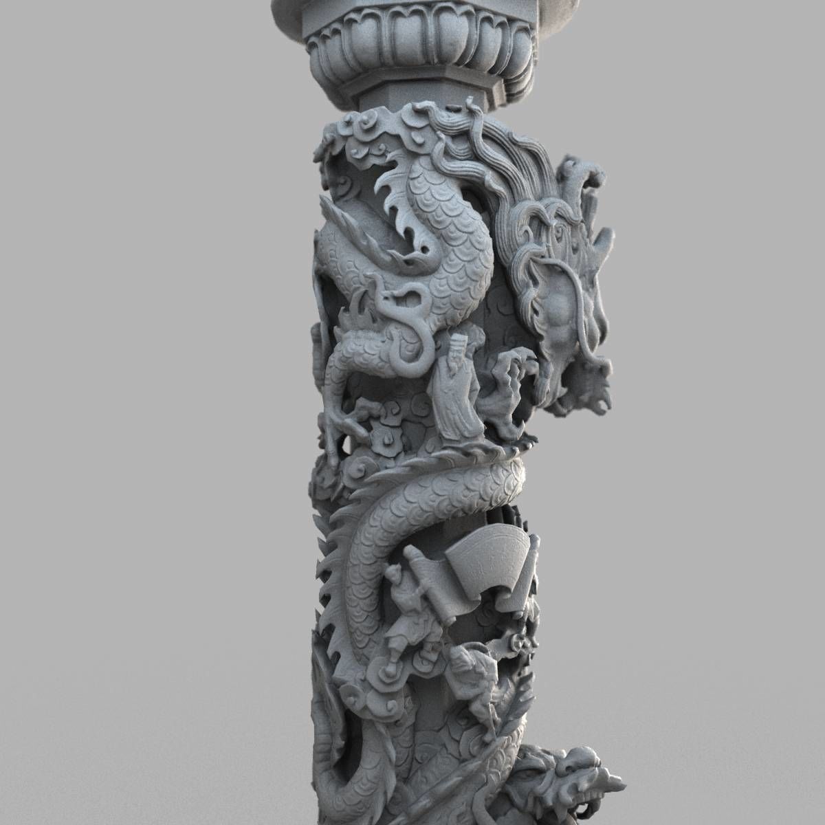 Dragon column Low-poly 3D model_8