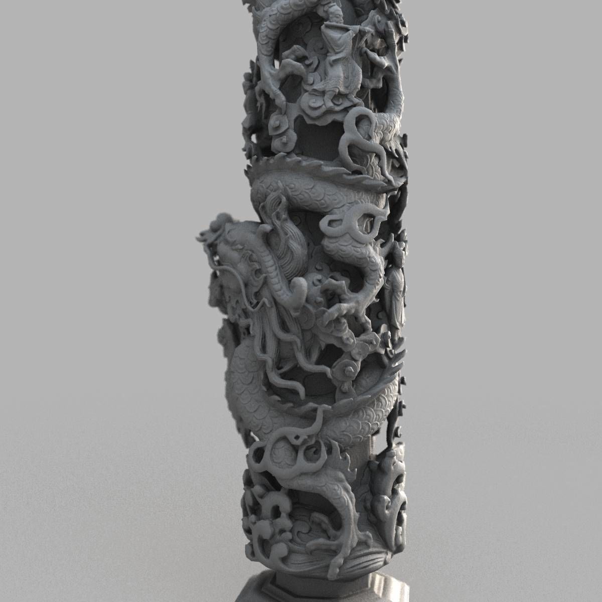 Dragon column Low-poly 3D model_11