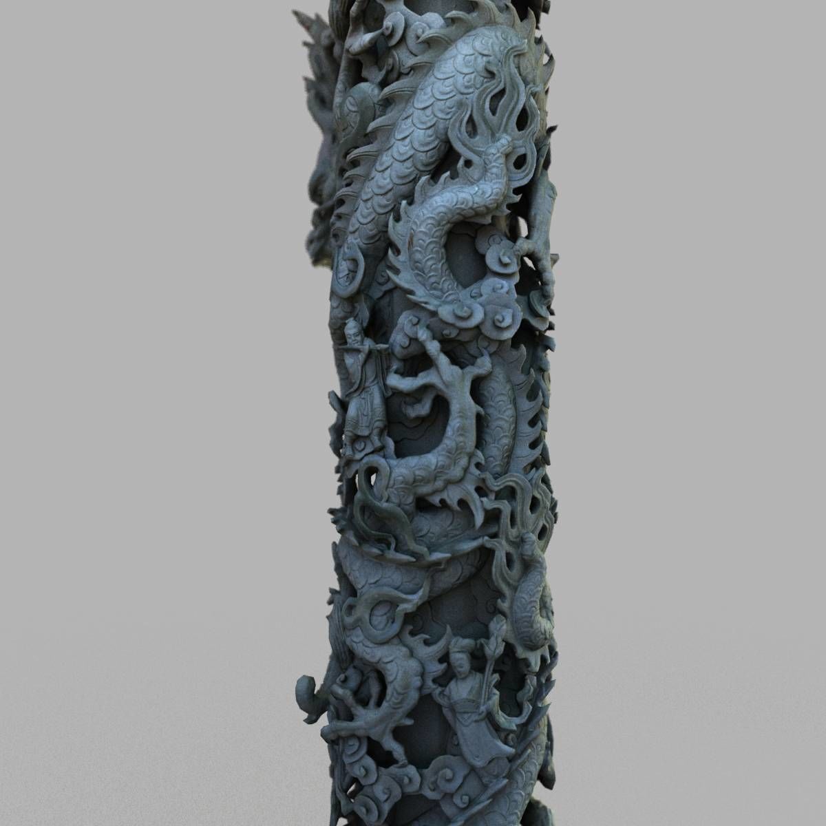 Dragon column Low-poly 3D model_4
