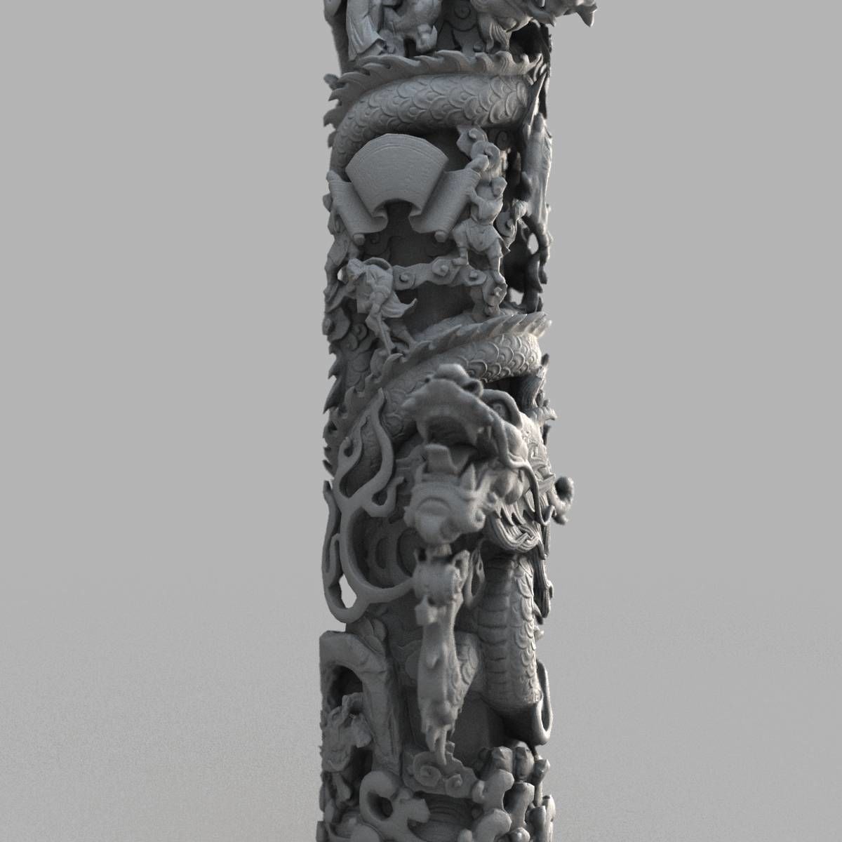 Dragon column Low-poly 3D model_7