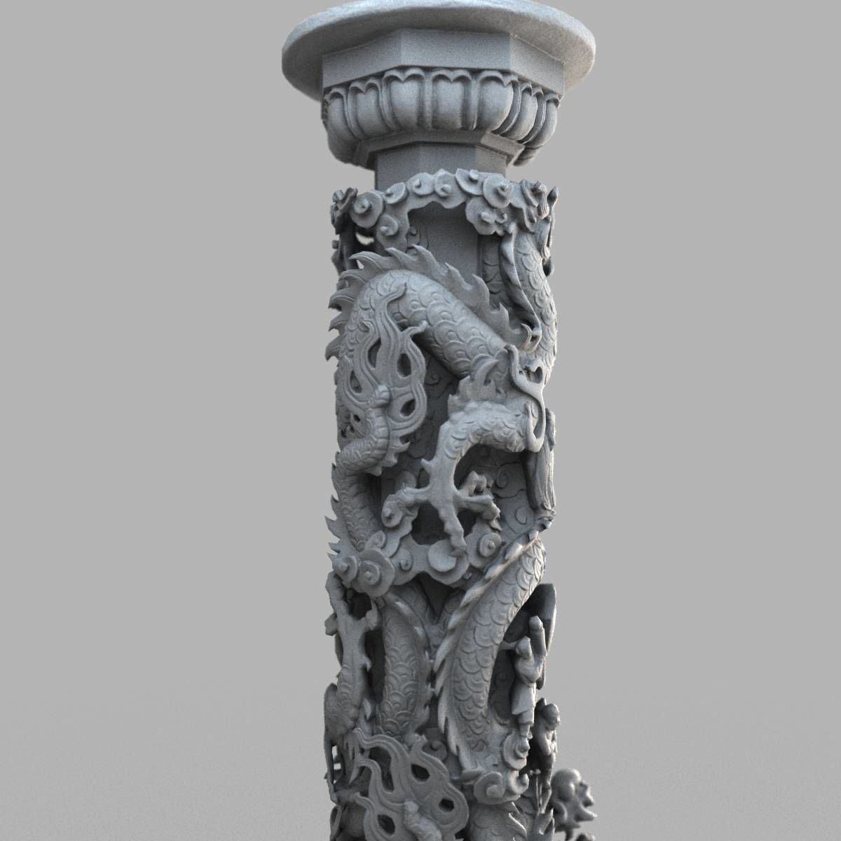 Dragon column Low-poly 3D model_9