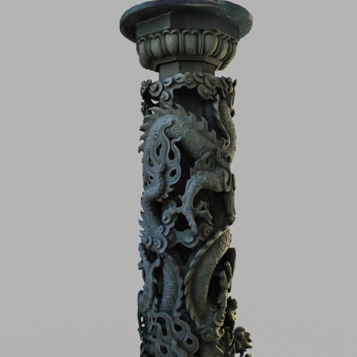 Dragon column Low-poly 3D model_3