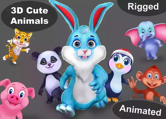 Animal pack v7 Low-poly 3D model