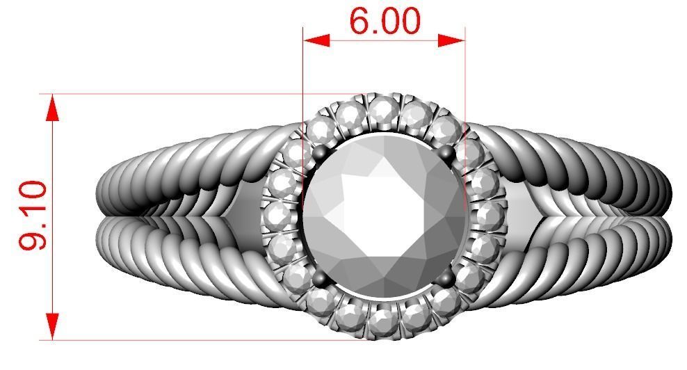 Stylish ring with diamonds and a rope 3D print model_27