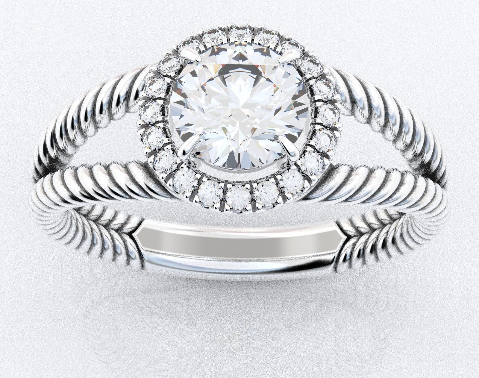 Stylish ring with diamonds and a rope 3D print model_25