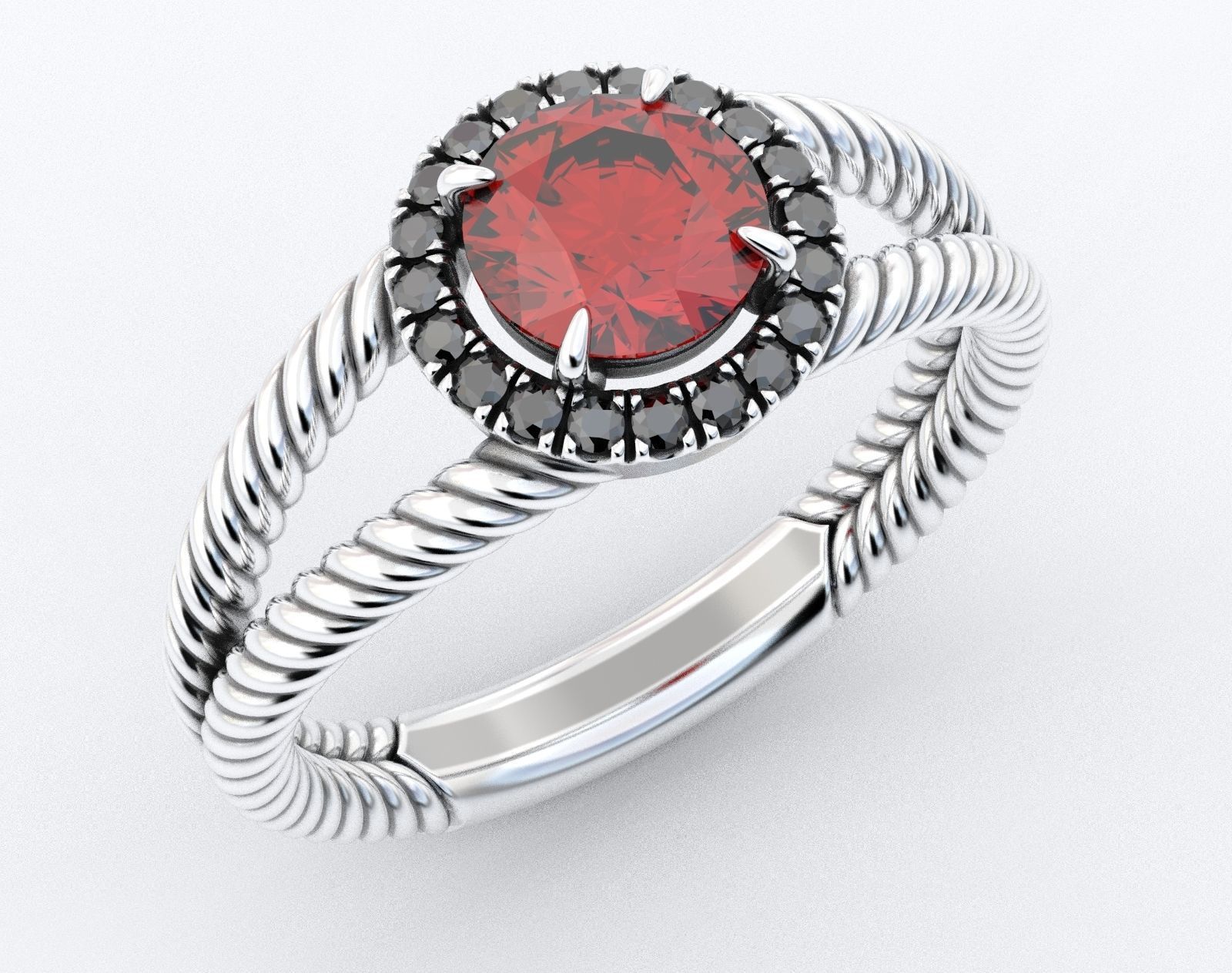 Stylish ring with diamonds and a rope 3D print model_16