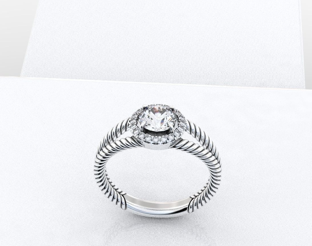 Stylish ring with diamonds and a rope 3D print model_26