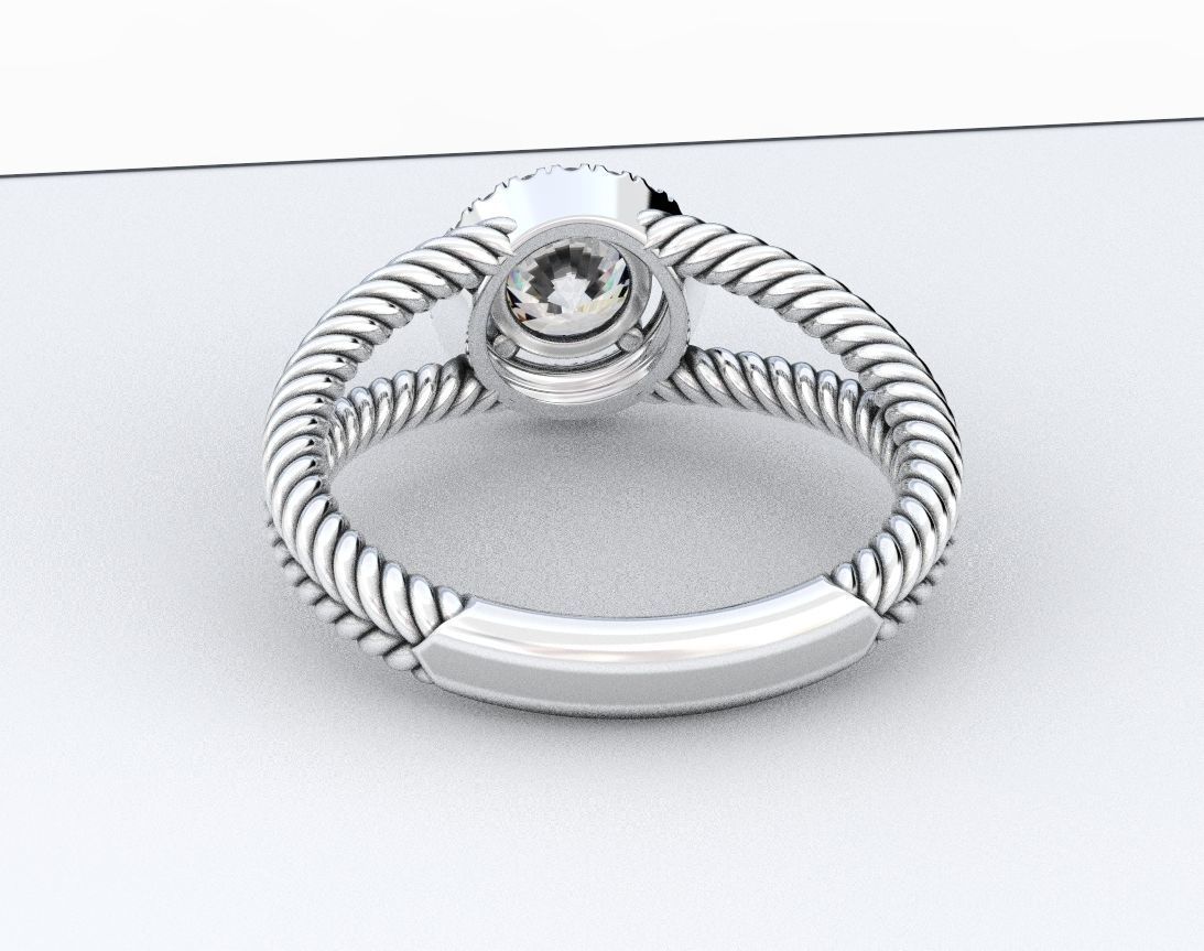 Stylish ring with diamonds and a rope 3D print model_8
