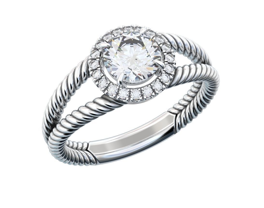 Stylish ring with diamonds and a rope 3D print model_13