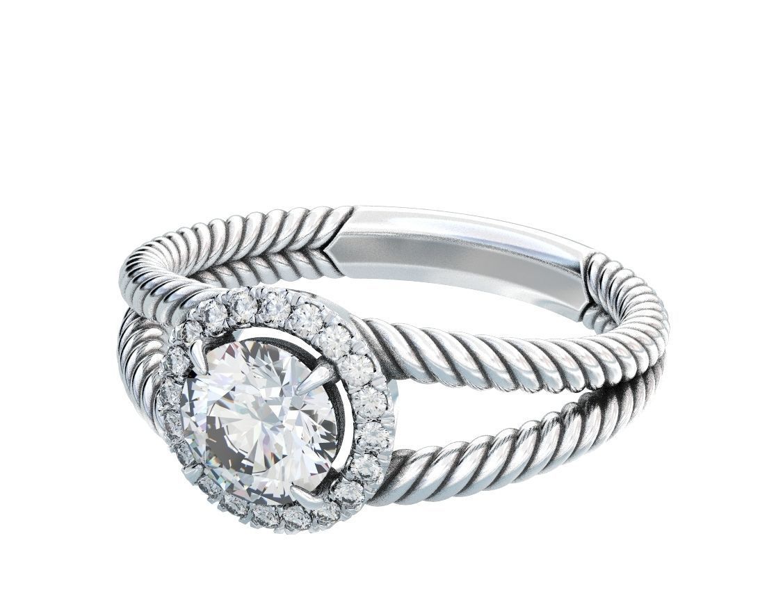 Stylish ring with diamonds and a rope 3D print model_23