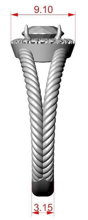 Stylish ring with diamonds and a rope 3D print model_30