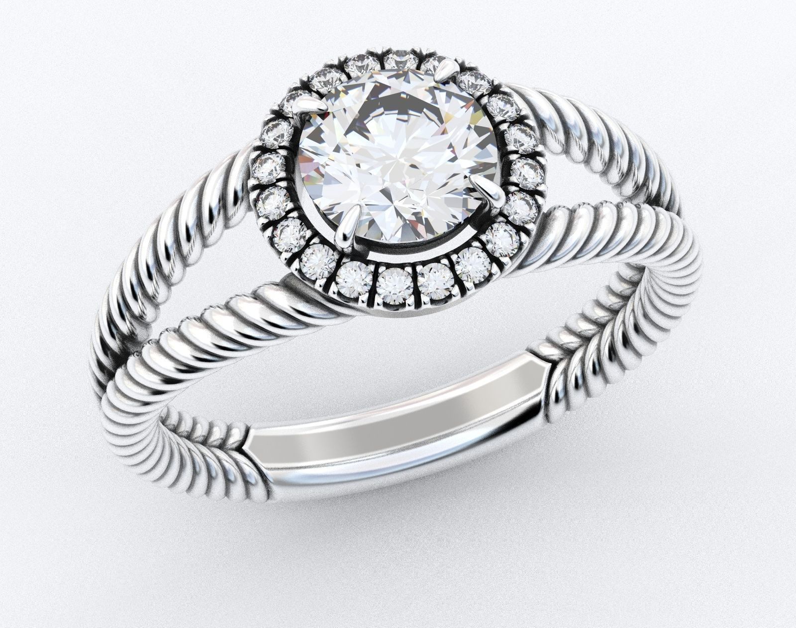 Stylish ring with diamonds and a rope 3D print model_18