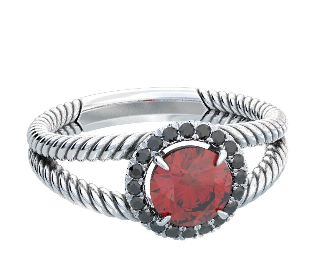 Stylish ring with diamonds and a rope 3D print model_11