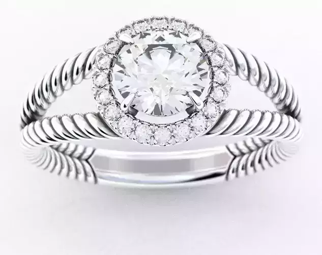 Stylish ring with diamonds and a rope