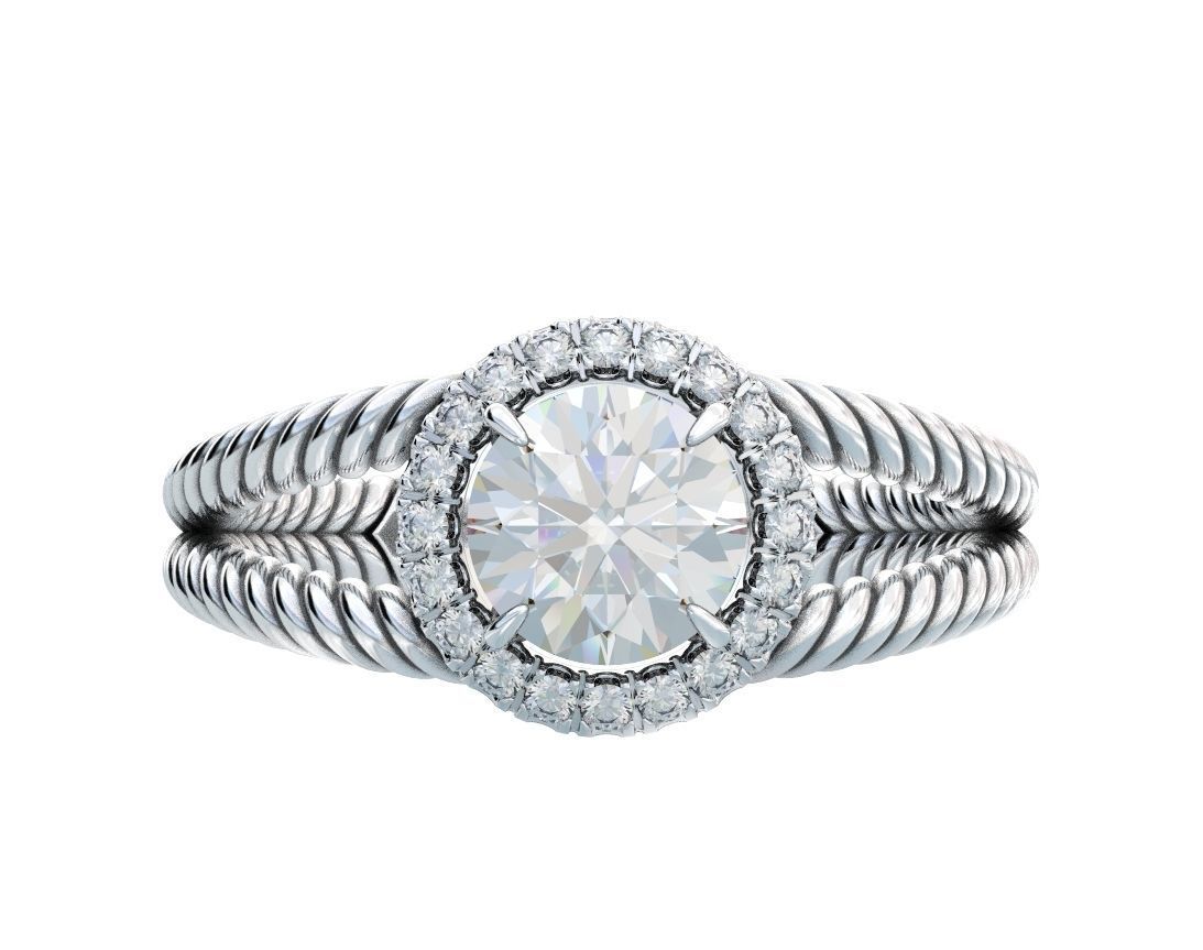 Stylish ring with diamonds and a rope 3D print model_19