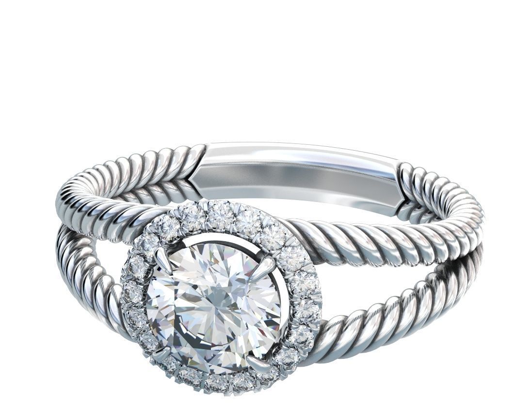 Stylish ring with diamonds and a rope 3D print model_20