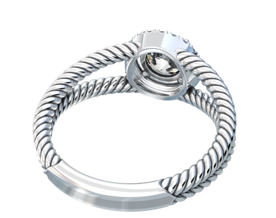 Stylish ring with diamonds and a rope 3D print model_21