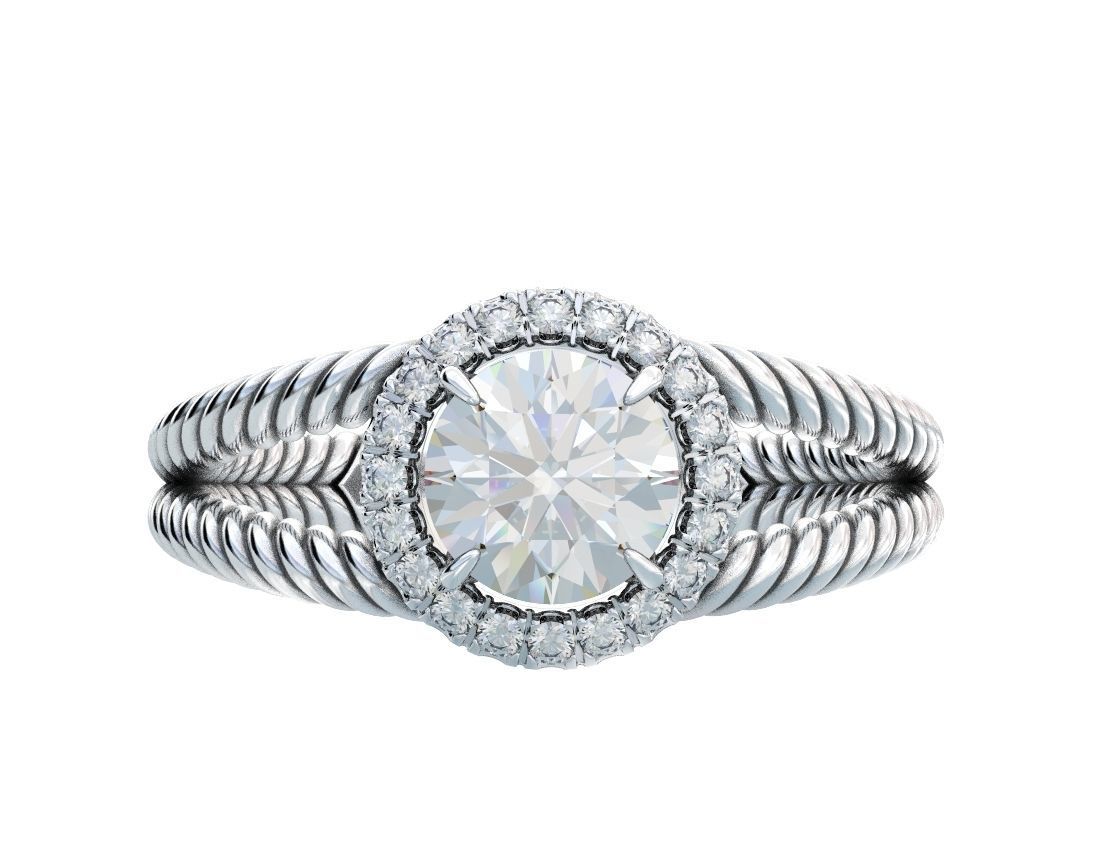 Stylish ring with diamonds and a rope 3D print model_22