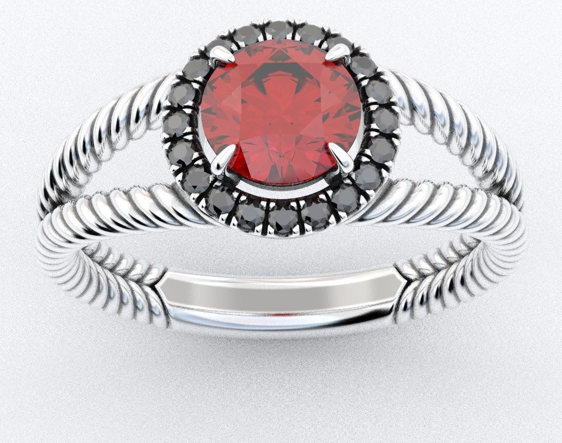 Stylish ring with diamonds and a rope 3D print model_14