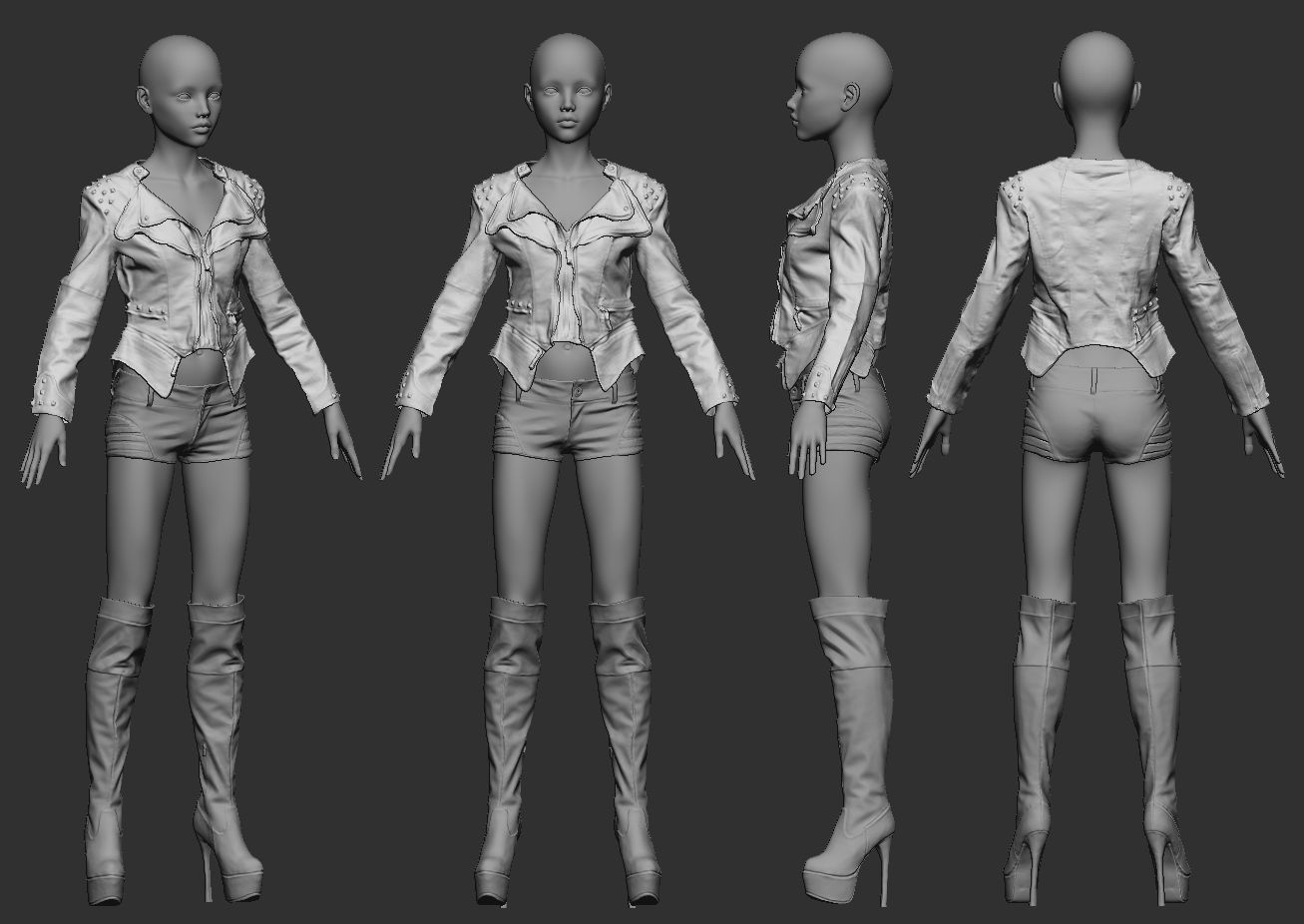 25 Shiny Clothing Items Skirts Boots Jackets Trousers Low-poly 3D model_2