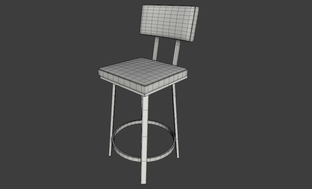 Bar Stool Low-poly 3D model_4