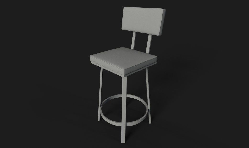 Bar Stool Low-poly 3D model_2
